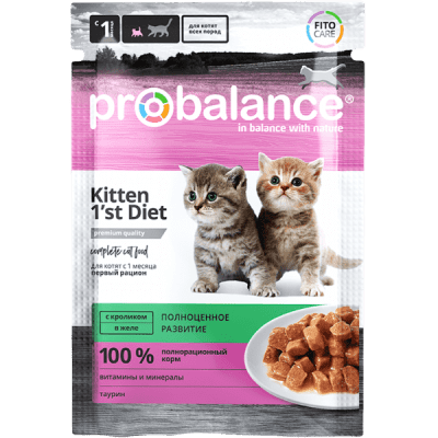 Probalance д/кошек пауч 85г Киттен Кролик в желе