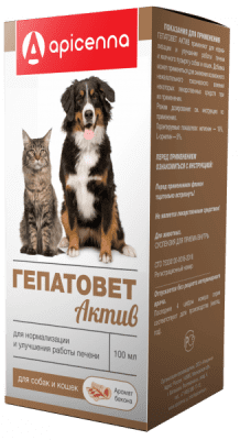 Гепатовет Актив лечение печени д/кошек и собак 100мл