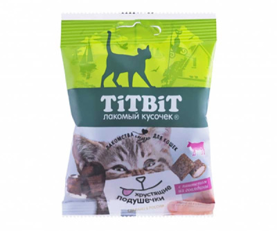 TiTBiT Хрустящие подушечки с паштетом из говядины 30г д/кошек