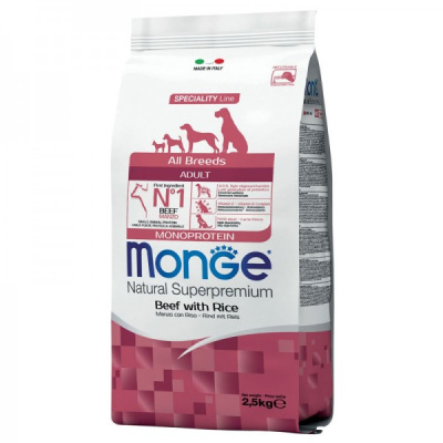 MONGE Dog Monoprotein 2,5кг д/собак всех пород Говядина/рис
