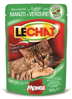 MONGE Cat Lechat 100г пауч Говядина/овощи