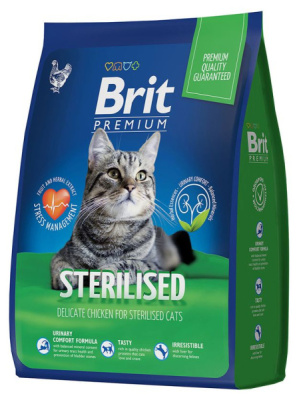 Brit Premium Cat Sterilised 2кг+ 500г Курица